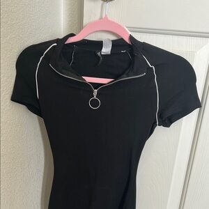 Black Zippered Women's Top